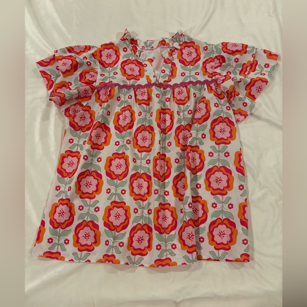 Floral Top - Pink and Orange